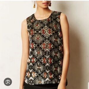 Anthropologie Meadow Rue Shimmered Velvet Tank